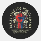Resist Like It's 1938 Deutschland Floral Boho Funn Runder Aufkleber (Vorderseite)
