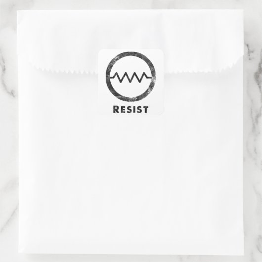 "Resist" mit Text Quadratischer Aufkleber (Tasche)