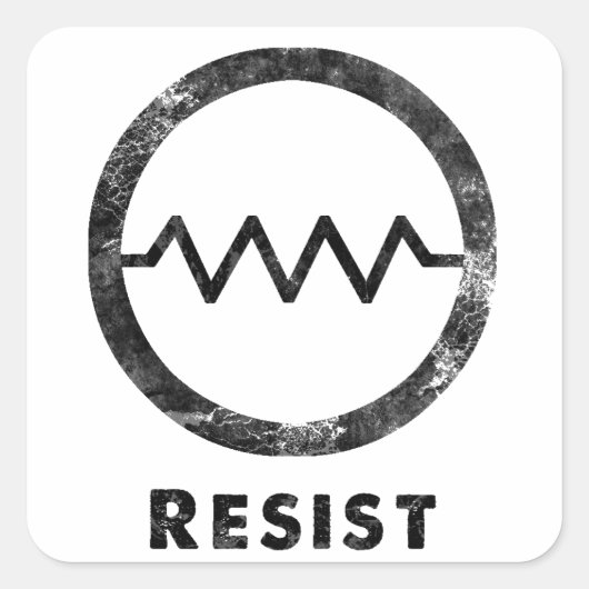 "Resist" mit Text Quadratischer Aufkleber (Vorderseite)