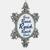 Resist Pattern Blue Schneeflocken Zinn-Ornament (Links)
