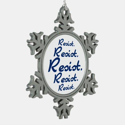 Resist Pattern Blue Schneeflocken Zinn-Ornament (Links)
