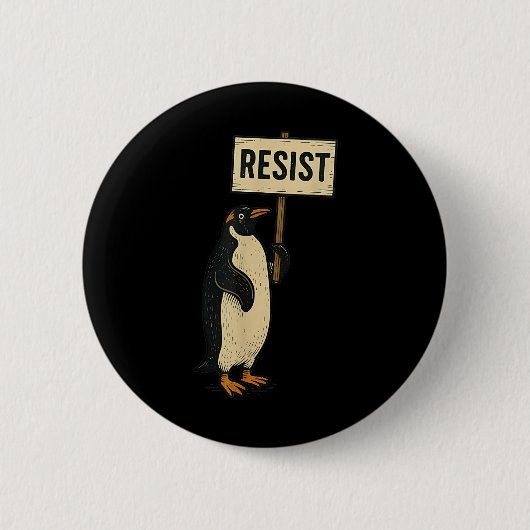 Resist Penguin Activism Anti Tariff Grafik Design Button (Vorderseite)