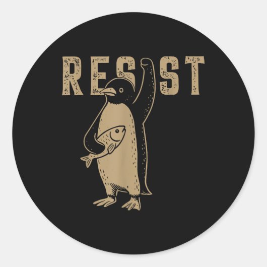 Resist Penguin Activism Grafik Design Runder Aufkleber (Vorderseite)