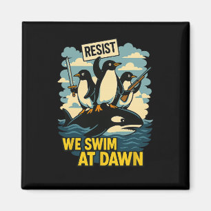 Resist Penguin Activism Graphic Design 4 Magnet