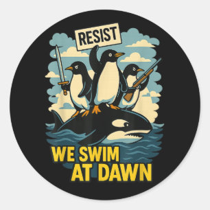 Resist Penguin Activism Graphic Design _8 Runder Aufkleber