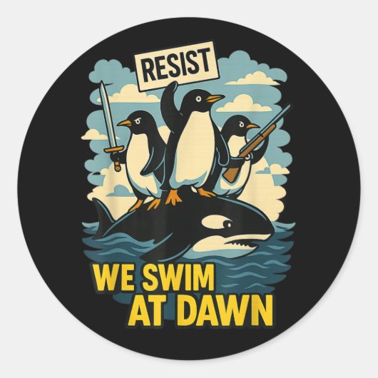 Resist Penguin Activism Graphic Design _8 Runder Aufkleber (Vorderseite)