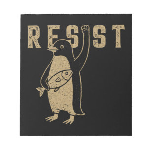 Resist Penguin Activism Graphic Design Vintag Notizblock