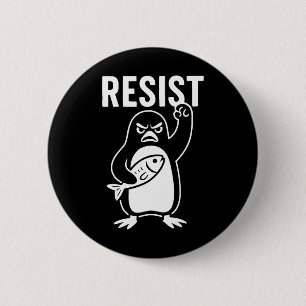 Resist Penguin Aktivismus Protest Grafik Grunge St Button