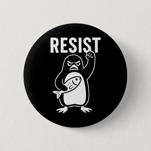 Resist Penguin Aktivismus Protest Grafik Grunge St Button (Vorderseite)