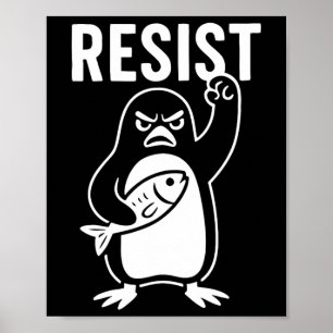 Resist Penguin Aktivismus Protest Grafik Grunge St Poster
