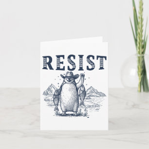 Resist Penguins Activism Vintag Graphic Karte
