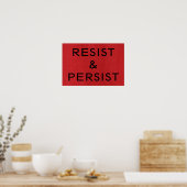 Resist & Persist auf Red Linen Texture Foto Poster (Küche)
