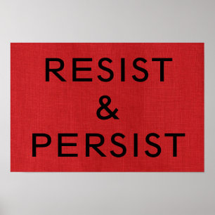 Resist & Persist auf Red Linen Texture Foto Poster