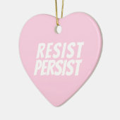 Resist Persist hellrosa niedliches Herz Weihnachte Keramik Ornament (Links)