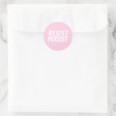 "Resist Persist" hellrosa Weiß Runder Aufkleber (Tasche)