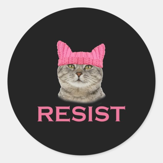 Resist Persist Protest März Cat Hat Runder Aufkleber (Vorderseite)