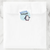 Resist Pinguin Quadratischer Aufkleber (Tasche)
