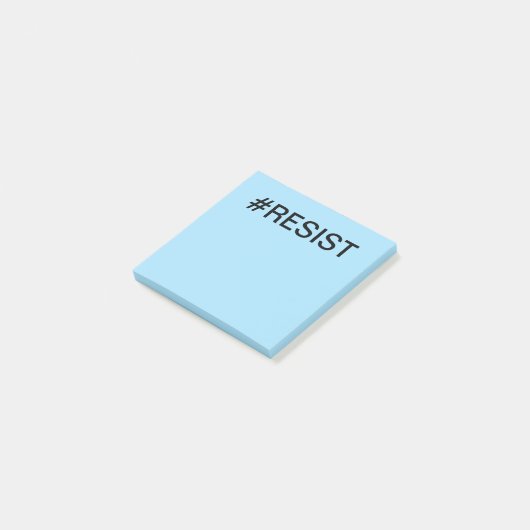 #Resist Protest schwarzer Text auf hellblau Post-it Klebezettel (angewinkelt)