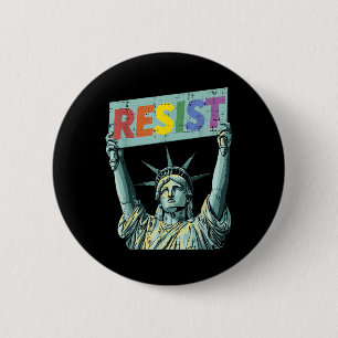 Resist Rainbow Statue Liberty Protest Lgbt Gay Men Button