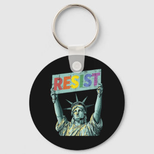 Resist Rainbow Statue Liberty Protest Lgbt Gay Men Schlüsselanhänger