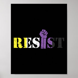 Resist Raised Fist Protest Lgbtq nicht binäre Flag Poster