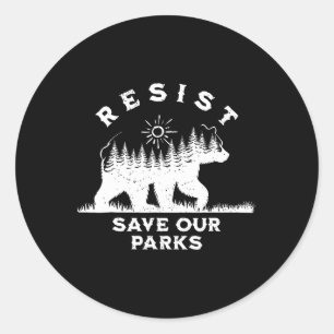 Resist Rett unsere Parks Alt US Nationalparks Bäre Runder Aufkleber
