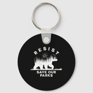 Resist Rett unsere Parks Alt US Nationalparks Bäre Schlüsselanhänger