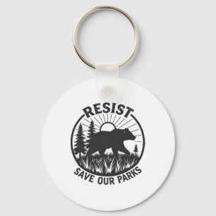 Resist Rett unsere Parks Alt US Nationalparks Bäre Schlüsselanhänger