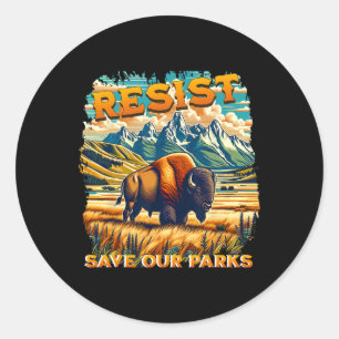 Resist Rett unseren Parks Alt US Nationalparks Bis Runder Aufkleber