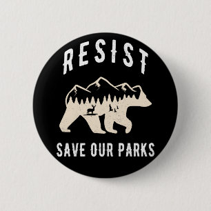 Resist Rette unsere Parks Alt US Nationalparkbären Button