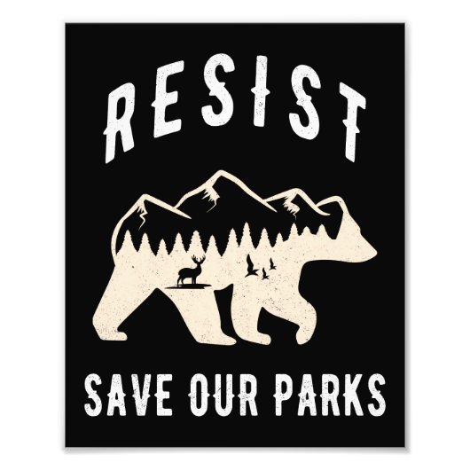 Resist Rette unsere Parks Alt US Nationalparkbären Fotodruck (Vorne)