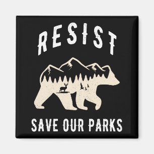 Resist Rette unsere Parks Alt US Nationalparkbären Magnet