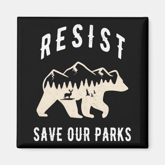 Resist Rette unsere Parks Alt US Nationalparkbären Magnet (Vorne)