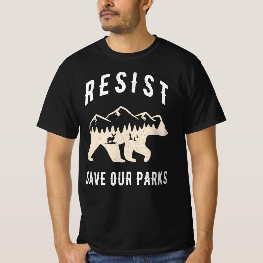 Resist Rette unsere Parks Alt US Nationalparkbären T-Shirt (Vorderseite)