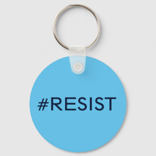 #Resist, schwarzer Text auf himmelblauen Schlüssel Schlüsselanhänger