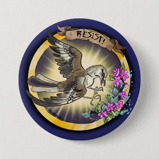 Resist State Bird Arkansas Mockingbird Button (Vorderseite)
