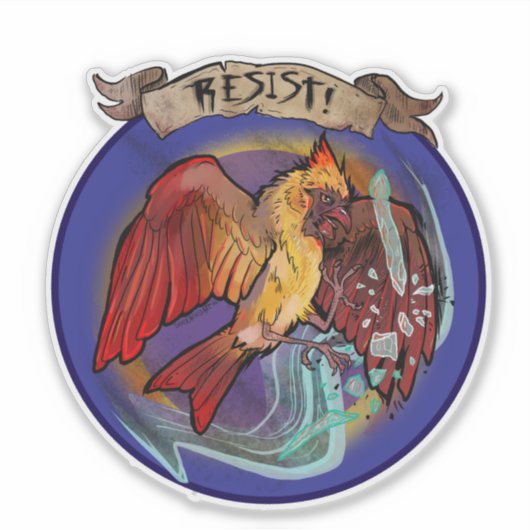 Resist State Bird Cardinal  Aufkleber (Vorderseite)