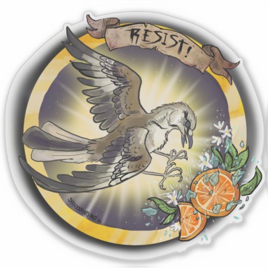 Resist State Bird Florida Mockingbird Aufkleber (Vorderseite)