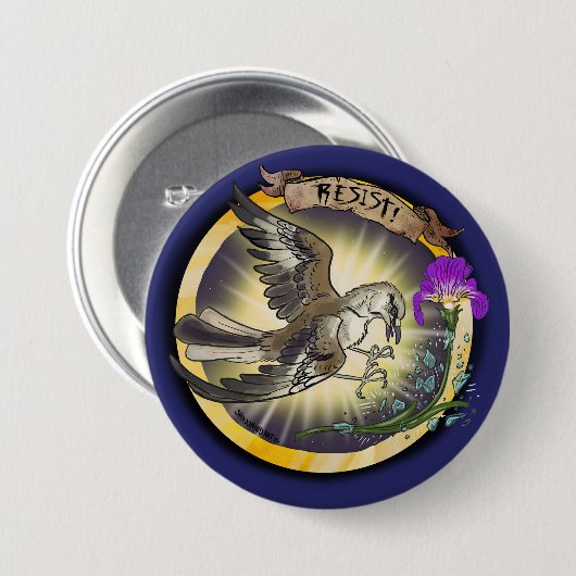 Resist State Bird Tennessee Mockingbird Button (Vorne & Hinten)