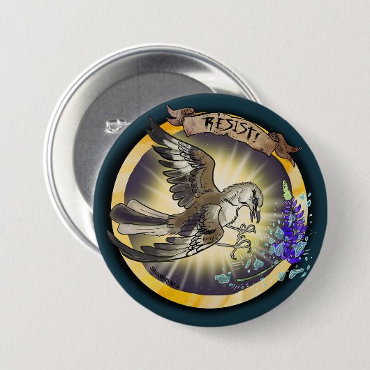 Resist State Bird Texas Mockingbird Button (Vorne & Hinten)