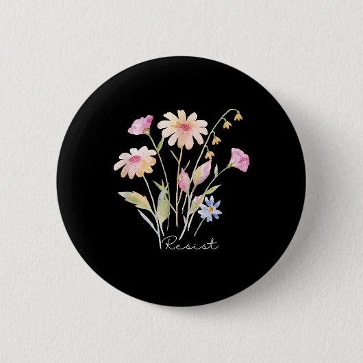 Resist subtile Anti Trump Blumenprotest Button (Vorderseite)
