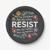 Resist subtile Anti Trump Blumenprotest Pappteller (Vorderseite)