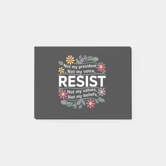 Resist subtile Anti Trump Blumenprotest Post-it Klebezettel (Vorderseite)