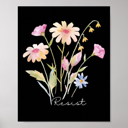 Resist subtile Anti Trump Blumenprotest Poster (Vorne)