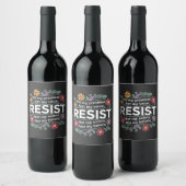 Resist subtile Anti Trump Blumenprotest Weinetikett (Flaschen)