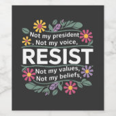 Resist subtile Anti Trump Blumenprotest Weinetikett (Einzelnes Label)