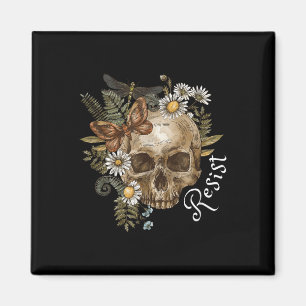 Resist Subtle Anti Trump Schädel Bloral botanisch Magnet