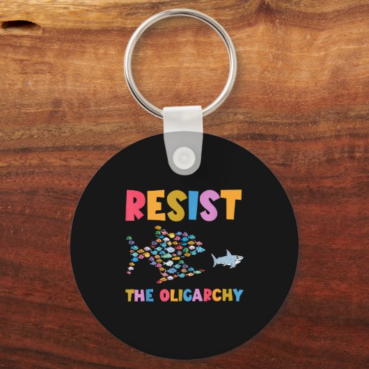 Resist The Oligarchy Funny Fish Anti Trump  Schlüsselanhänger (Vorderseite)