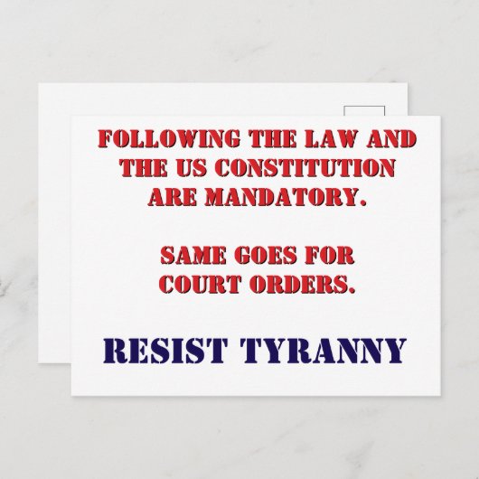 RESIST TYRANNY Postcard Postkarte (Vorne/Hinten)