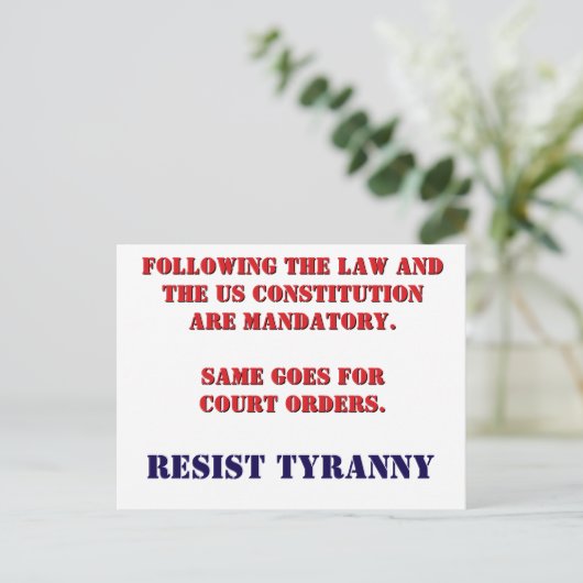 RESIST TYRANNY Postcard Postkarte (Stehend Vorderseite)